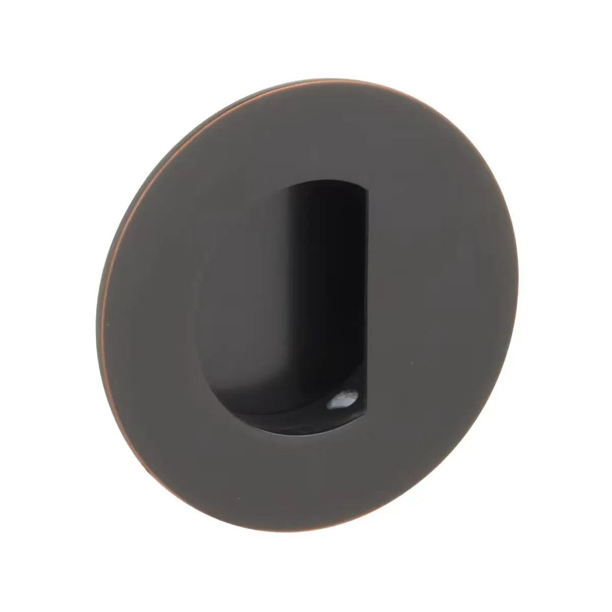 Emtek 3" Round Flush Pull with Half Moon Pocket Oil Rubbed Bronze