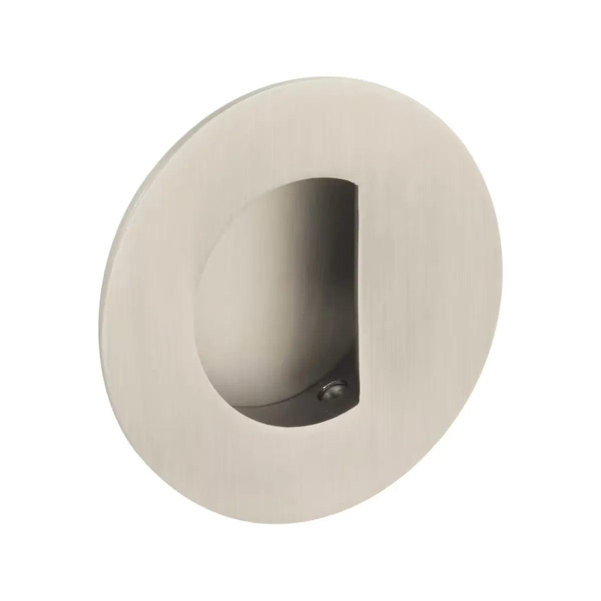 Emtek 3" Round Flush Pull with Half Moon Pocket Pewter