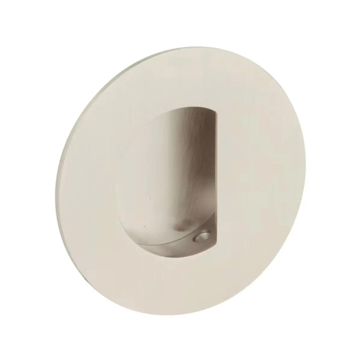 Emtek 3" Round Flush Pull with Half Moon Pocket Satin Nickel