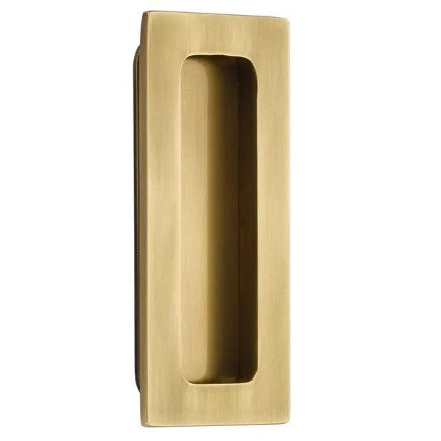 Emtek 4" Modern Rectangular Flush Pull in French Antique finish