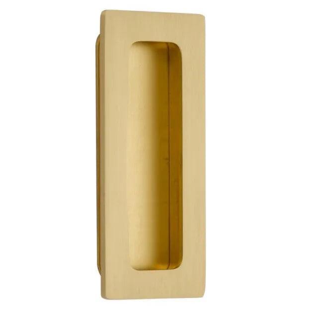 Emtek 4" Modern Rectangular Flush Pull in Satin Brass finish