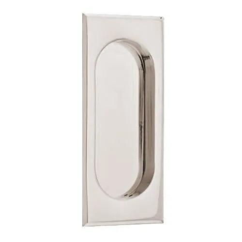 The Emtek 4" Rectangular Flush Pull in Lifetime Polished Nickel finish