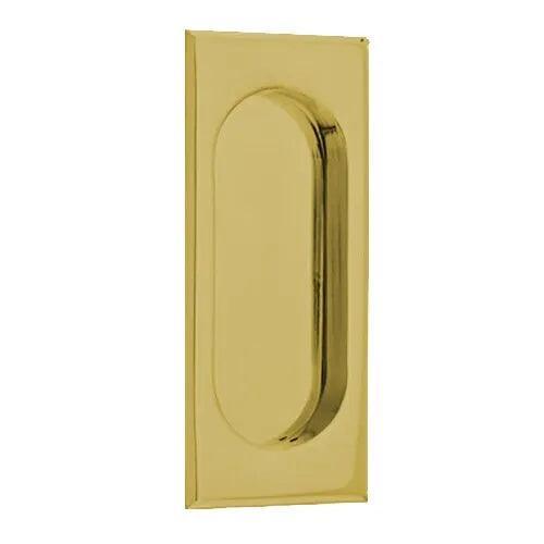 The Emtek 4" Rectangular Flush Pull in Satin Brass finish