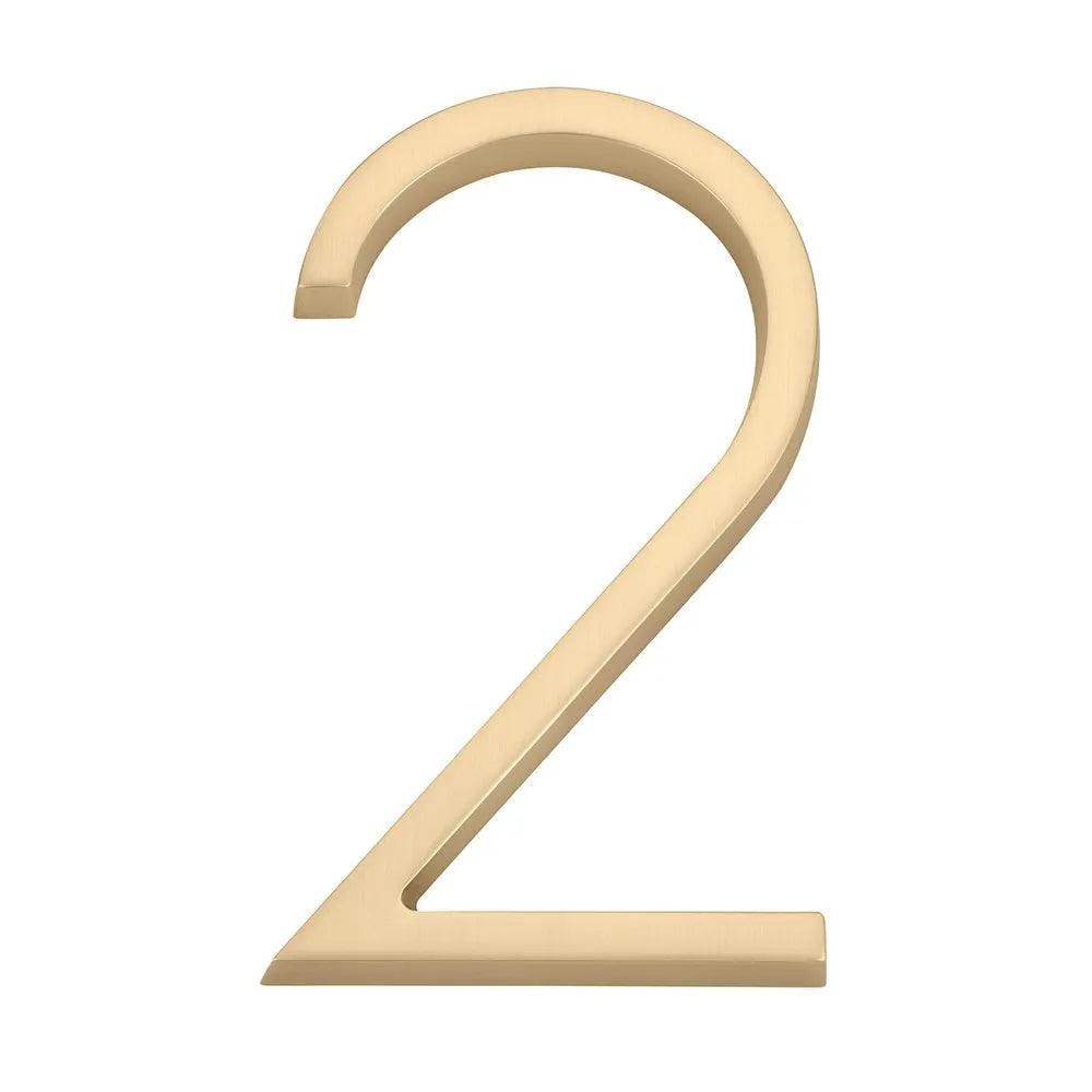 Emtek 7" Modern House Number, No. 2 in Satin Brass finish