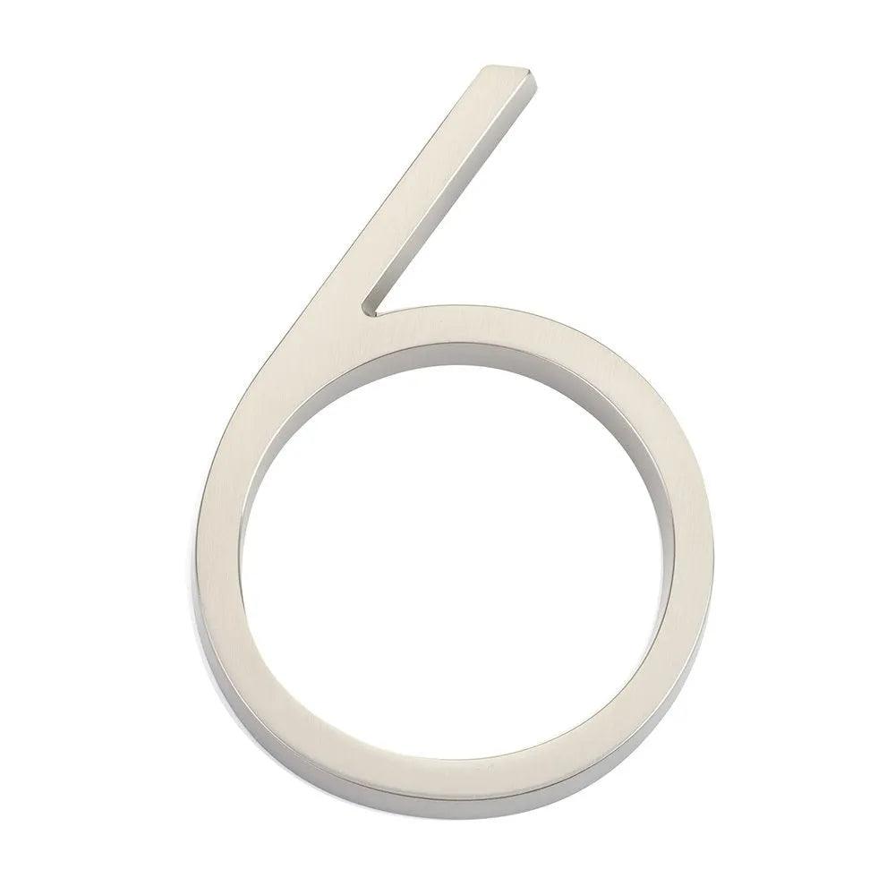 Emtek 7" Modern House Number, No. 6 in Satin Nickel finish
