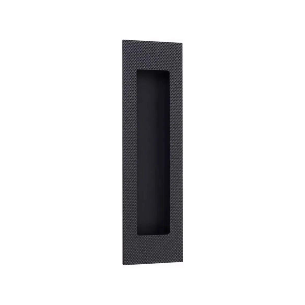 Emtek 7" Modern Rectangular Knurled Flush Pull with Plain Pocket in Flat Black finish
