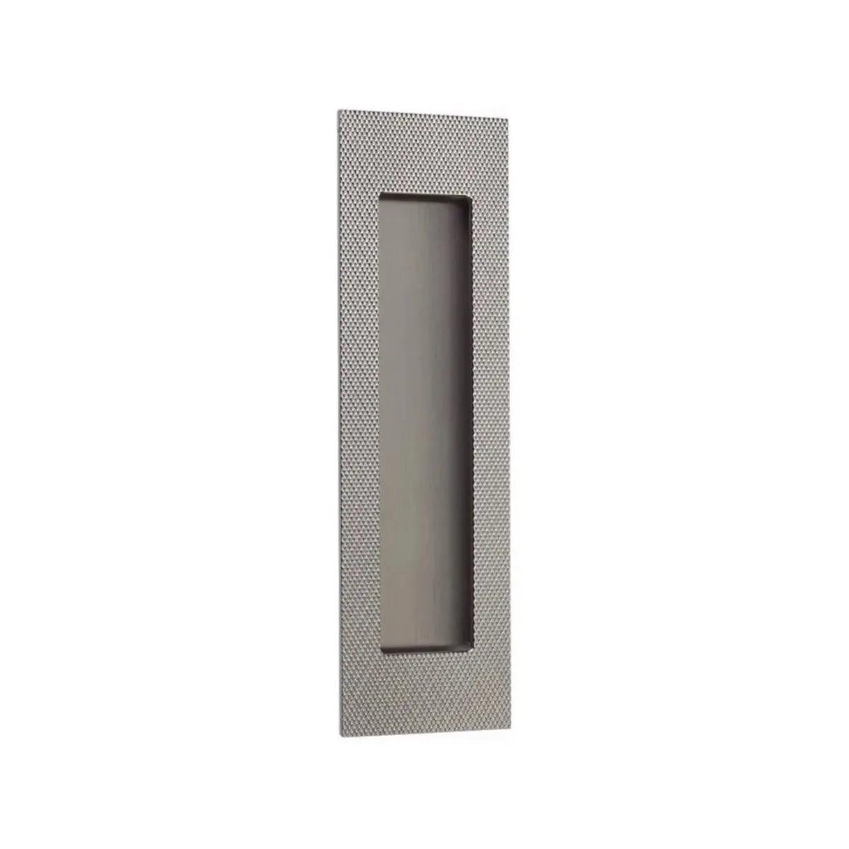 Emtek 7" Modern Rectangular Knurled Flush Pull with Plain Pocket in Pewter finish