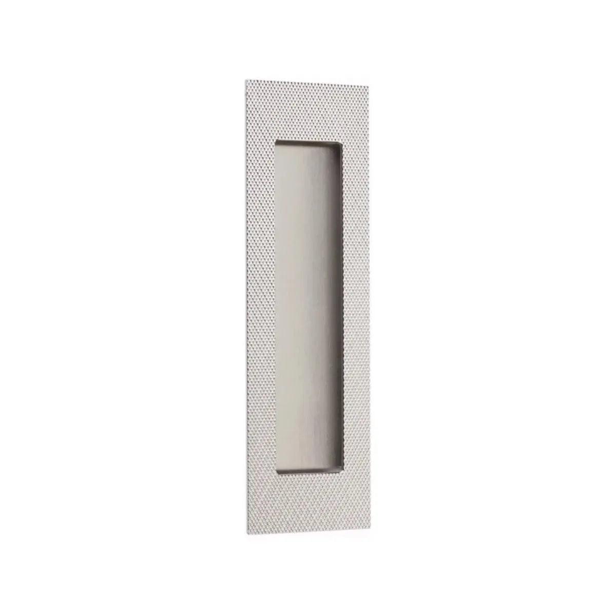 Emtek 7" Modern Rectangular Knurled Flush Pull with Plain Pocket in Satin Nickel finish