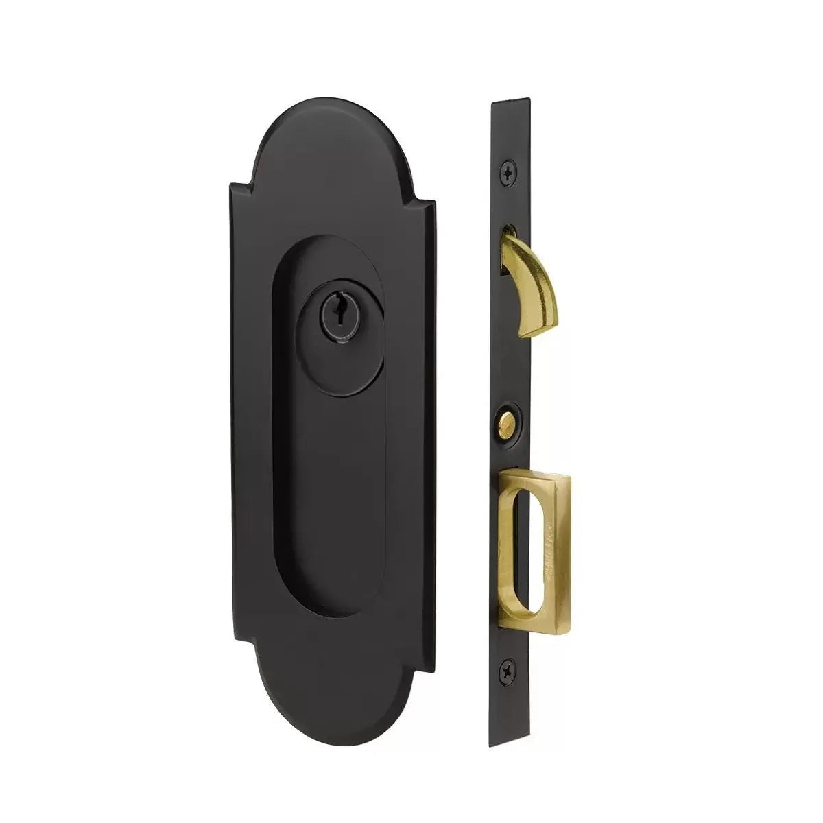 Emtek #8 Pocket Door Mortise Lock in Flat Black finish