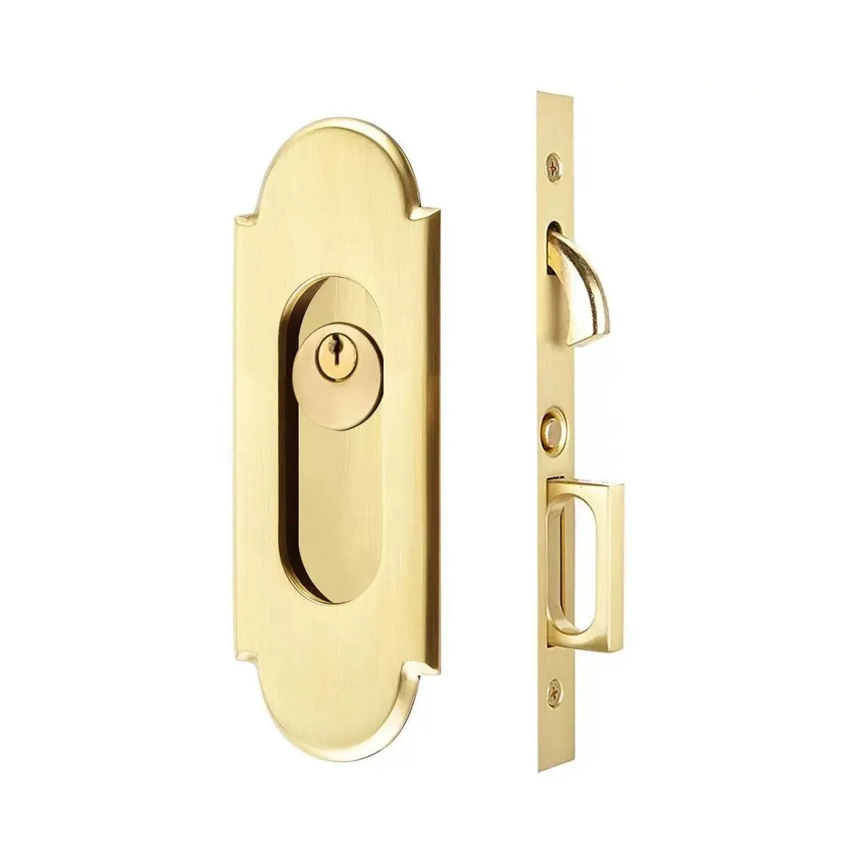 Emtek #8 Pocket Door Mortise Lock in French Antique finish