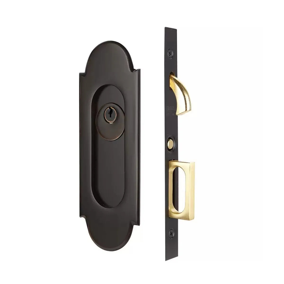 Emtek #8 Pocket Door Mortise Lock in Oil Rubbed Bronze finish