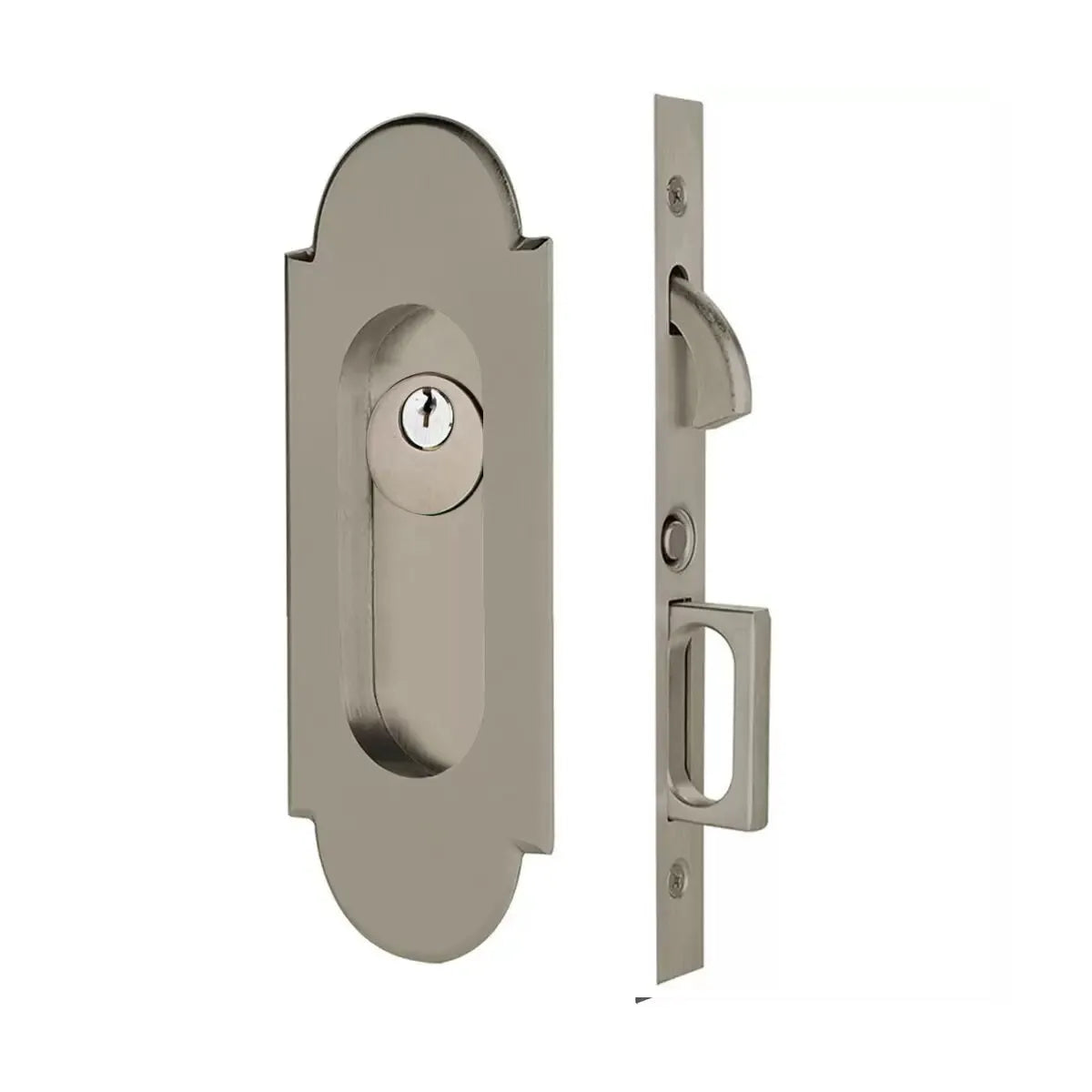 Emtek #8 Pocket Door Mortise Lock in Pewter finish