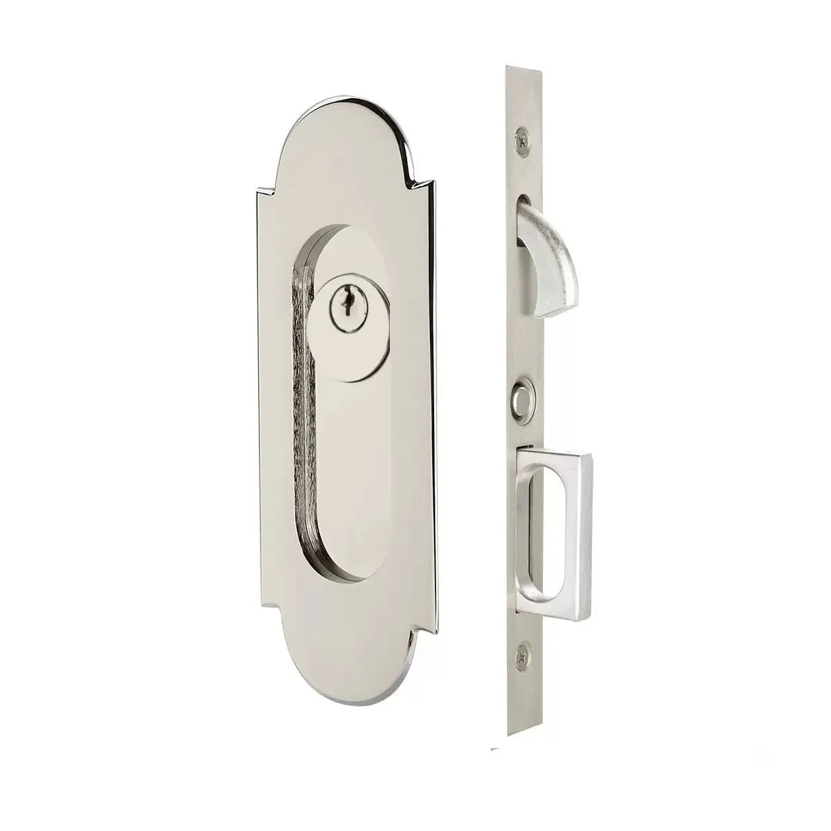 Emtek #8 Pocket Door Mortise Lock in Polished Nickel finish