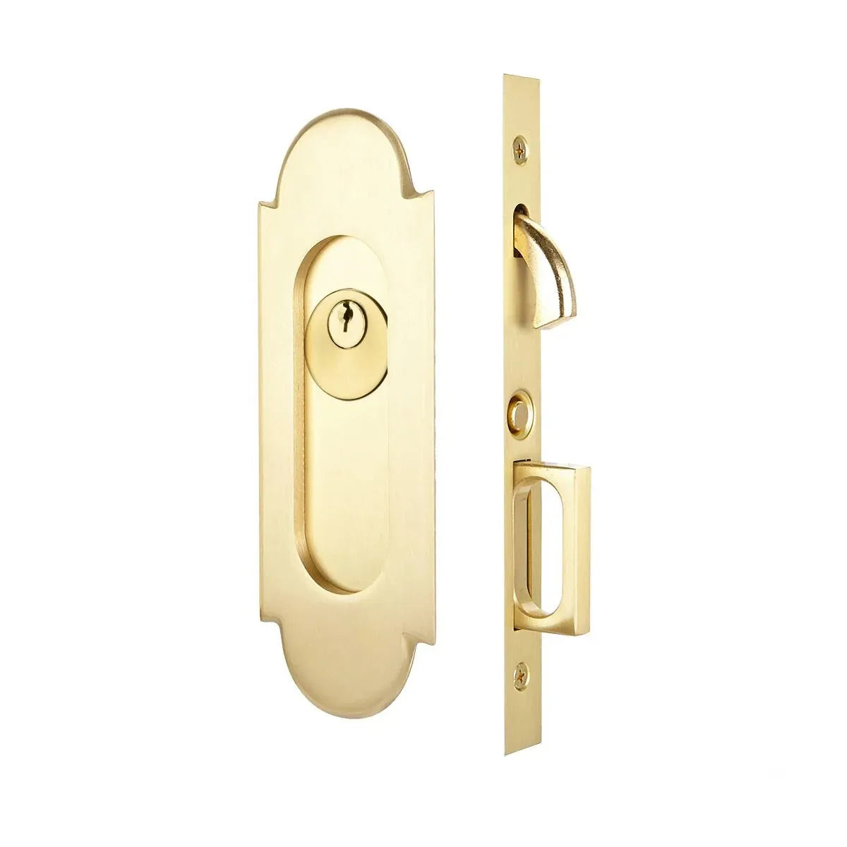 Emtek #8 Pocket Door Mortise Lock in Satin Brass finish