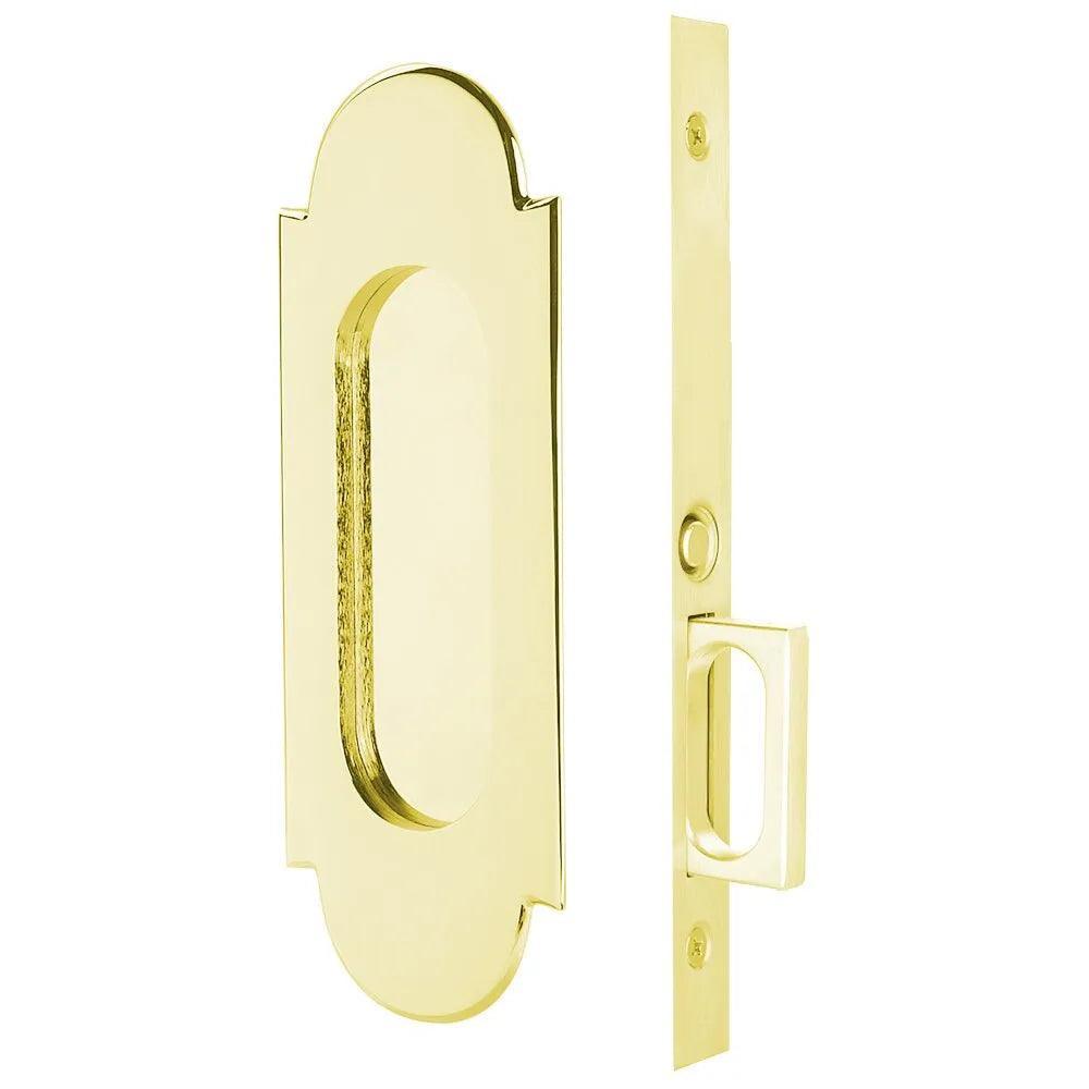 Emtek #8 Pocket Door Mortise Lock in Unlacquered Brass finish