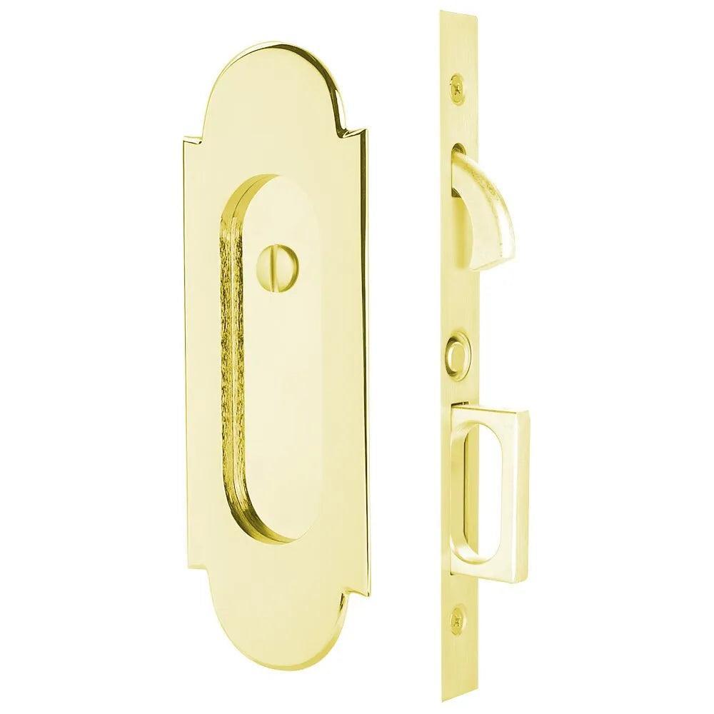 Emtek #8 Pocket Door Mortise Lock in Unlacquered Brass finish