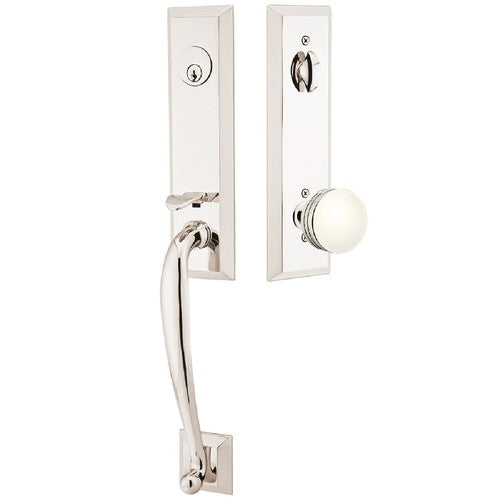 Emtek Adams Tubular Entrance Handleset With Bern Knob in finish