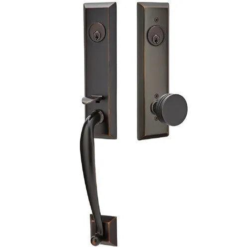 Emtek Adams Tubular Entrance Handleset With Bern Knob Oil Rubbed Bronze