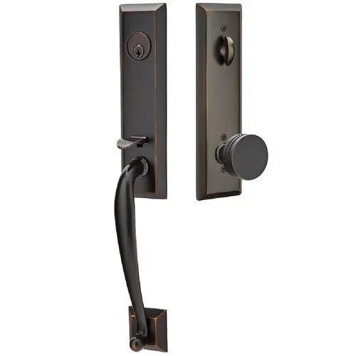 Emtek Adams Tubular Entrance Handleset With Bern Knob Oil Rubbed Bronze