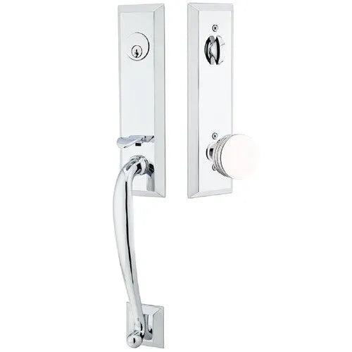 Emtek Adams Tubular Entrance Handleset With Bern Knob Polished Chrome