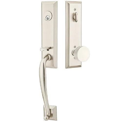 Emtek Adams Tubular Entrance Handleset With Bern Knob Satin Nickel