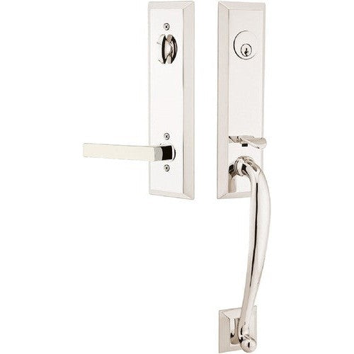 Emtek Adams Tubular Entrance Handleset With Dumont Lever in finish