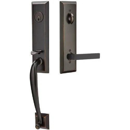 Emtek Adams Tubular Entrance Handleset With Dumont Lever 