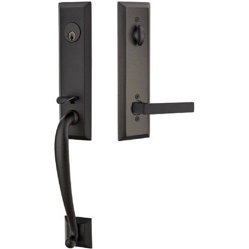 Emtek Adams Tubular Entrance Handleset With Dumont Lever in finish