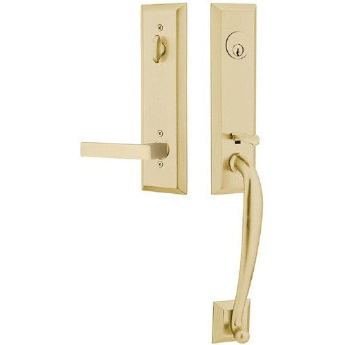 Emtek Adams Tubular Entrance Handleset With Dumont Lever in finish