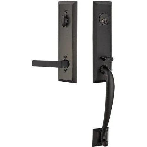 Emtek Adams Tubular Entrance Handleset With Dumont Lever Flat Black
