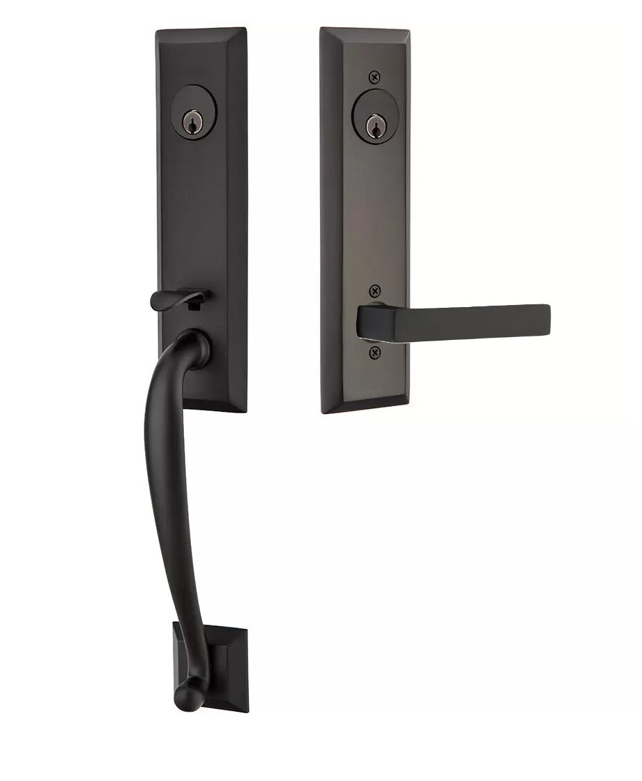 Emtek Adams Tubular Entrance Handleset With Dumont Lever Flat Black