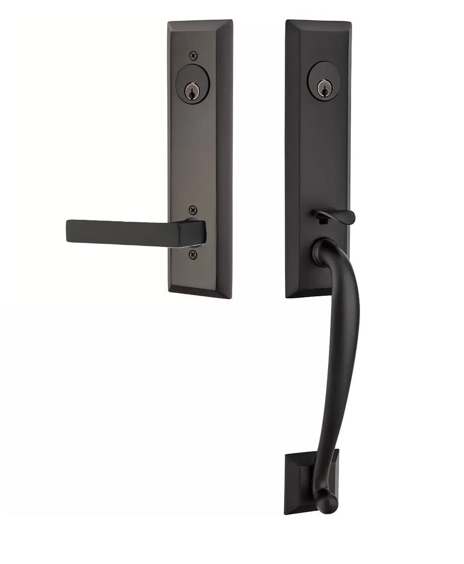 Emtek Adams Tubular Entrance Handleset With Dumont Lever Flat Black