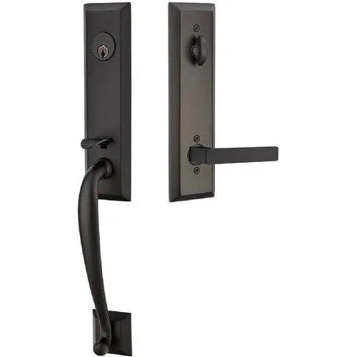 Emtek Adams Tubular Entrance Handleset With Dumont Lever Flat Black