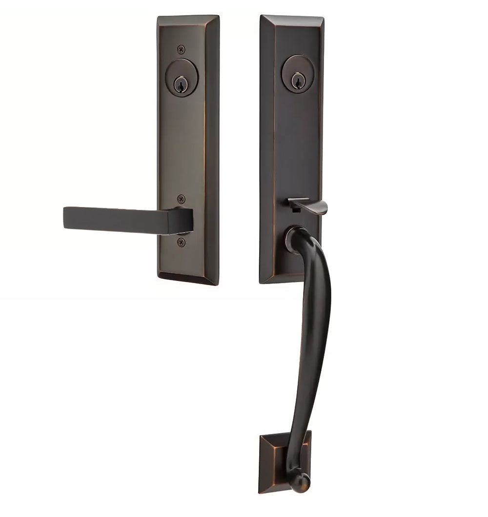 Emtek Adams Tubular Entrance Handleset With Dumont Lever Oil Rubbed Bronze