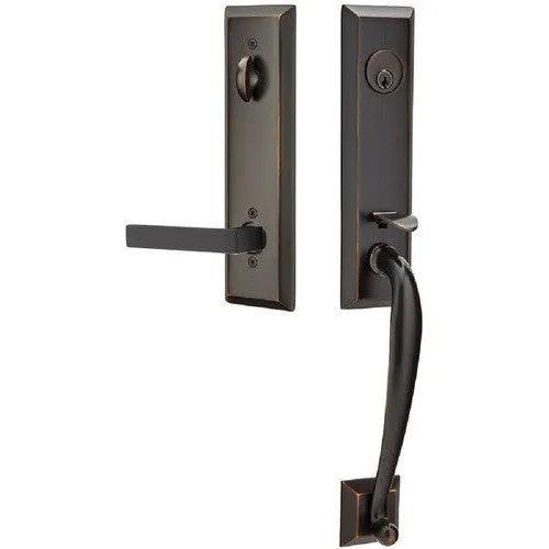 Emtek Adams Tubular Entrance Handleset With Dumont Lever Oil Rubbed Bronze