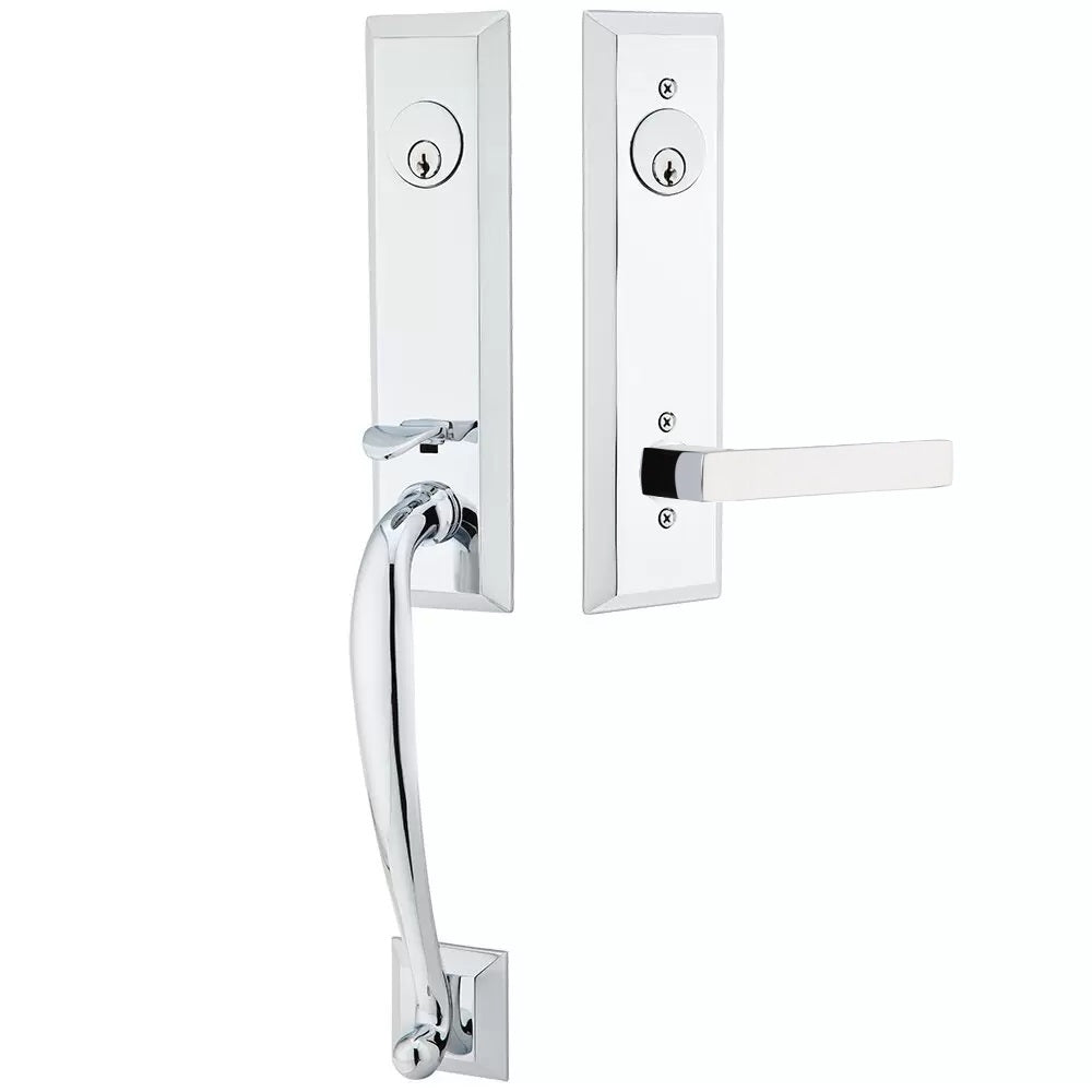 Emtek Adams Tubular Entrance Handleset With Dumont Lever Polished Chrome