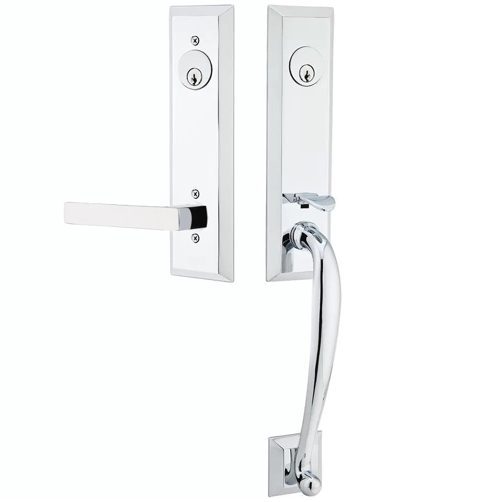 Emtek Adams Tubular Entrance Handleset With Dumont Lever Polished Chrome