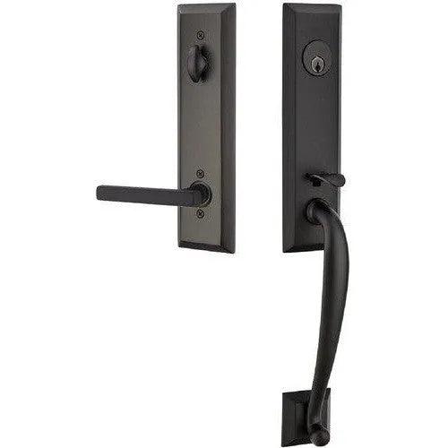 Emtek Adams Tubular Entrance Handleset With Freestone Lever Flat Black