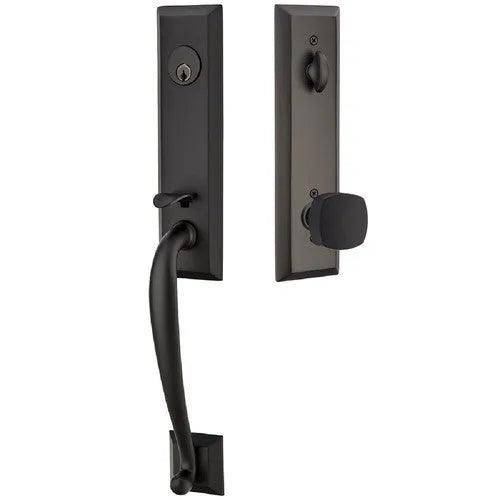EmtekEmtek Adams Tubular Entrance Handleset With Freestone Square Knob in 