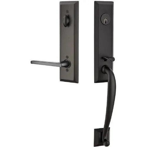 Emtek Adams Tubular Entrance Handleset With Helios Lever Flat Black