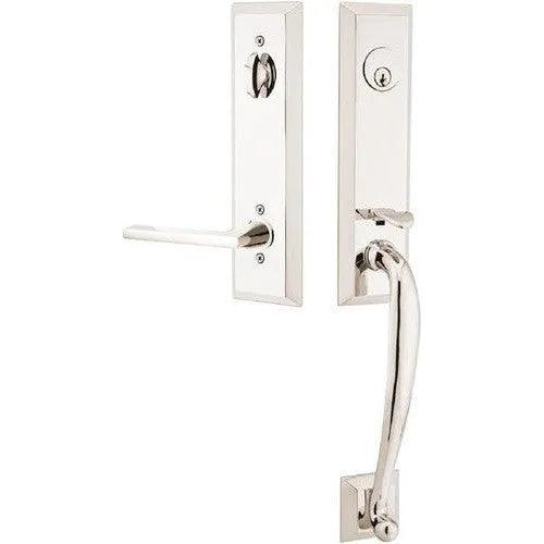 Emtek Adams Tubular Entrance Handleset With Helios Lever Lifetime Polished Nickel