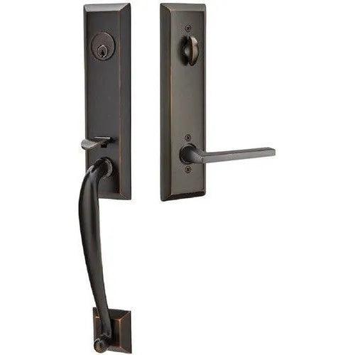 Emtek Adams Tubular Entrance Handleset With Helios Lever Oil Rubbed Bronze