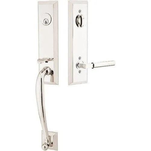 Emtek Adams Tubular Entrance Handleset With Hercules Lever Lifetime Polished Nickel