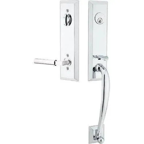 Emtek Adams Tubular Entrance Handleset With Hercules Lever in Polished Chrome finish