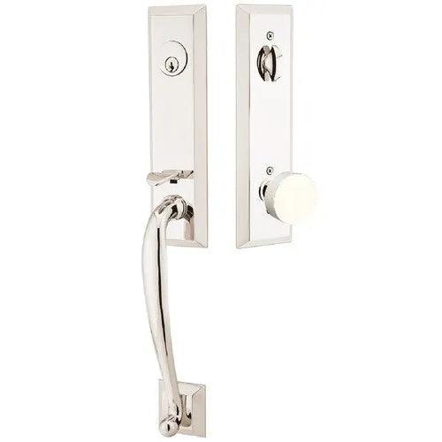 Emtek Adams Tubular Entrance Handleset With Round Knob Lifetime Polished Nickel