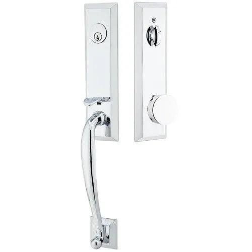 Emtek Adams Tubular Entrance Handleset With Round Knob Polished Chrome