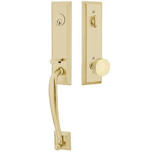 Emtek Adams Tubular Entrance Handleset With Round Knob Satin Brass