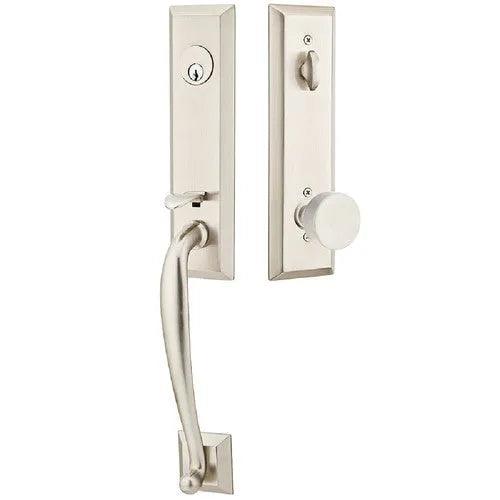 Emtek Adams Tubular Entrance Handleset With Round Knob Satin Nickel