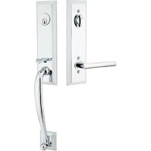 Emtek Adams Tubular Entrance Handleset With Stuttgart Lever Polished Chrome