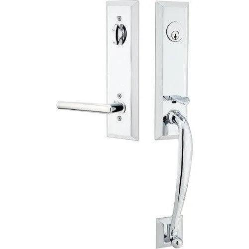 Emtek Adams Tubular Entrance Handleset With Stuttgart Lever Polished Chrome